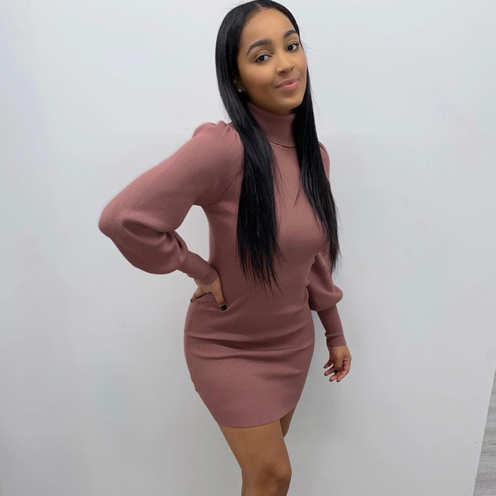 Winter Pink Sweater Dress
